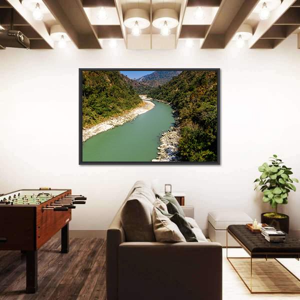 River In Darjeeling Canvas Wall Art-3 Horizontal-Gallery Wrap-25" x 16"-Tiaracle