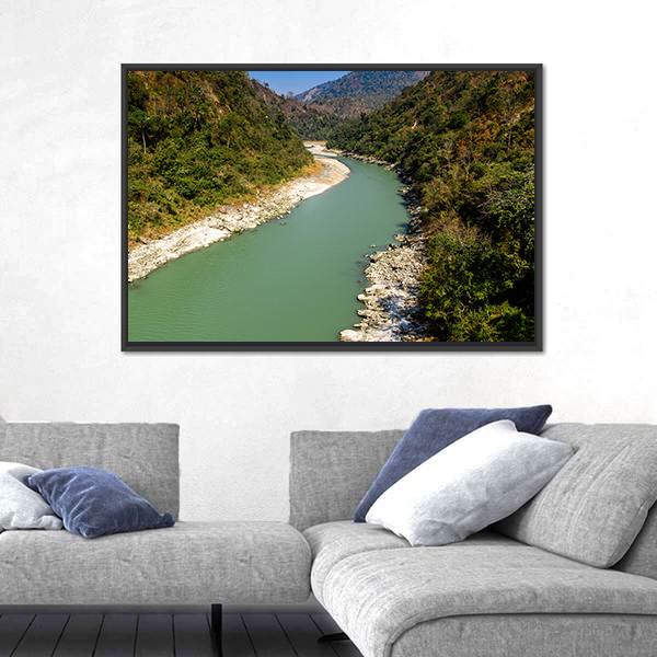 River In Darjeeling Canvas Wall Art-3 Horizontal-Gallery Wrap-25" x 16"-Tiaracle