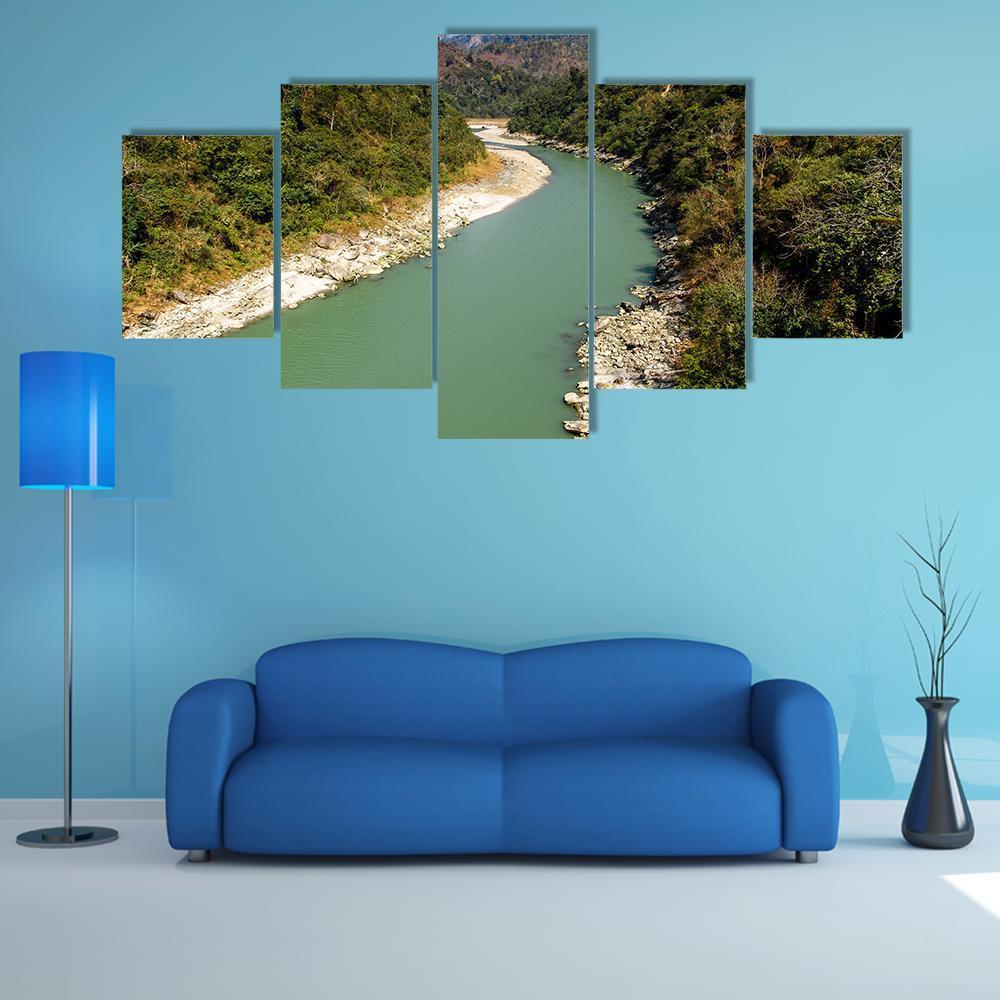 River In Darjeeling Canvas Wall Art-5 Star-Gallery Wrap-62" x 32"-Tiaracle