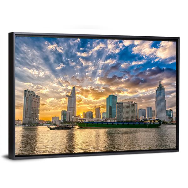 River In Ho Chi Minh City Canvas Wall Art-3 Horizontal-Gallery Wrap-25" x 16"-Tiaracle
