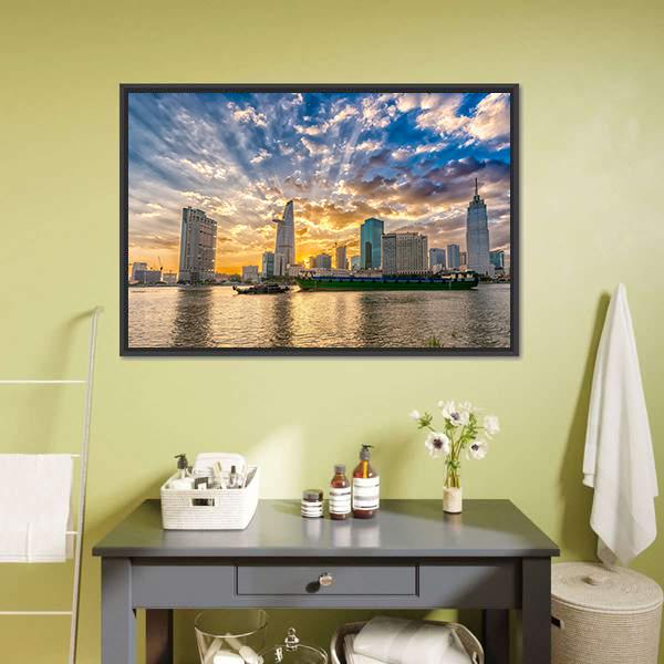 River In Ho Chi Minh City Canvas Wall Art-1 Piece-Floating Frame-24" x 16"-Tiaracle