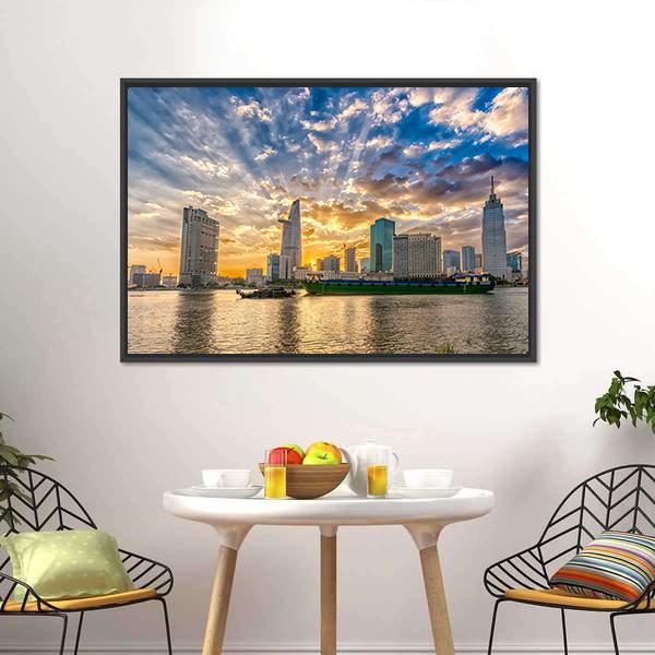 River In Ho Chi Minh City Canvas Wall Art-3 Horizontal-Gallery Wrap-25" x 16"-Tiaracle