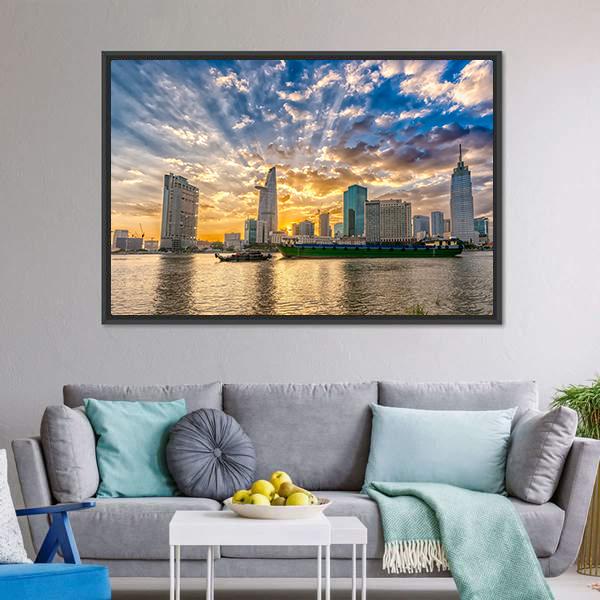 River In Ho Chi Minh City Canvas Wall Art-3 Horizontal-Gallery Wrap-25" x 16"-Tiaracle