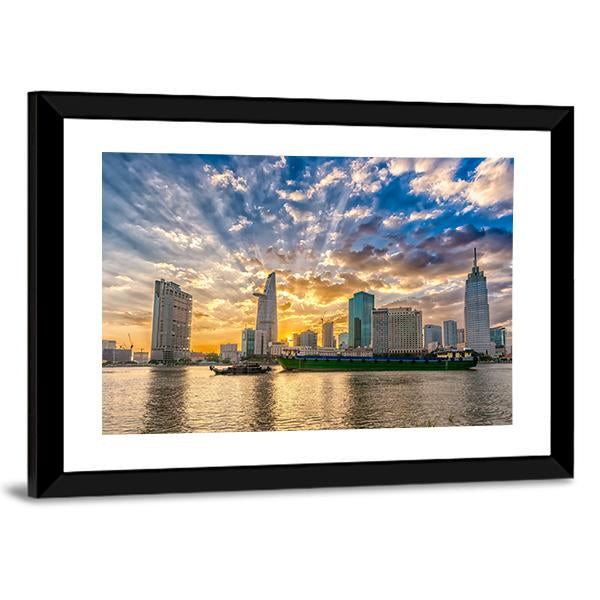 River In Ho Chi Minh City Canvas Wall Art-3 Horizontal-Gallery Wrap-25" x 16"-Tiaracle