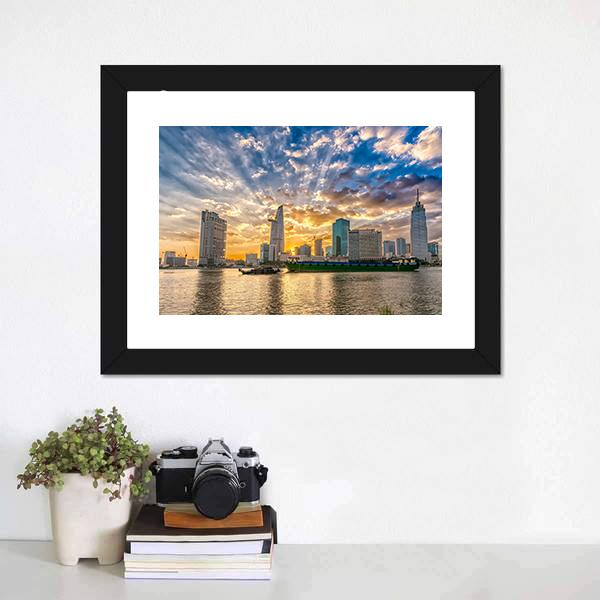 River In Ho Chi Minh City Canvas Wall Art-1 Piece-Framed Print-20" x 16"-Tiaracle