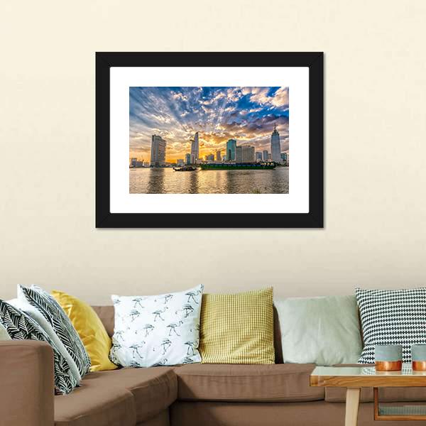River In Ho Chi Minh City Canvas Wall Art-3 Horizontal-Gallery Wrap-25" x 16"-Tiaracle