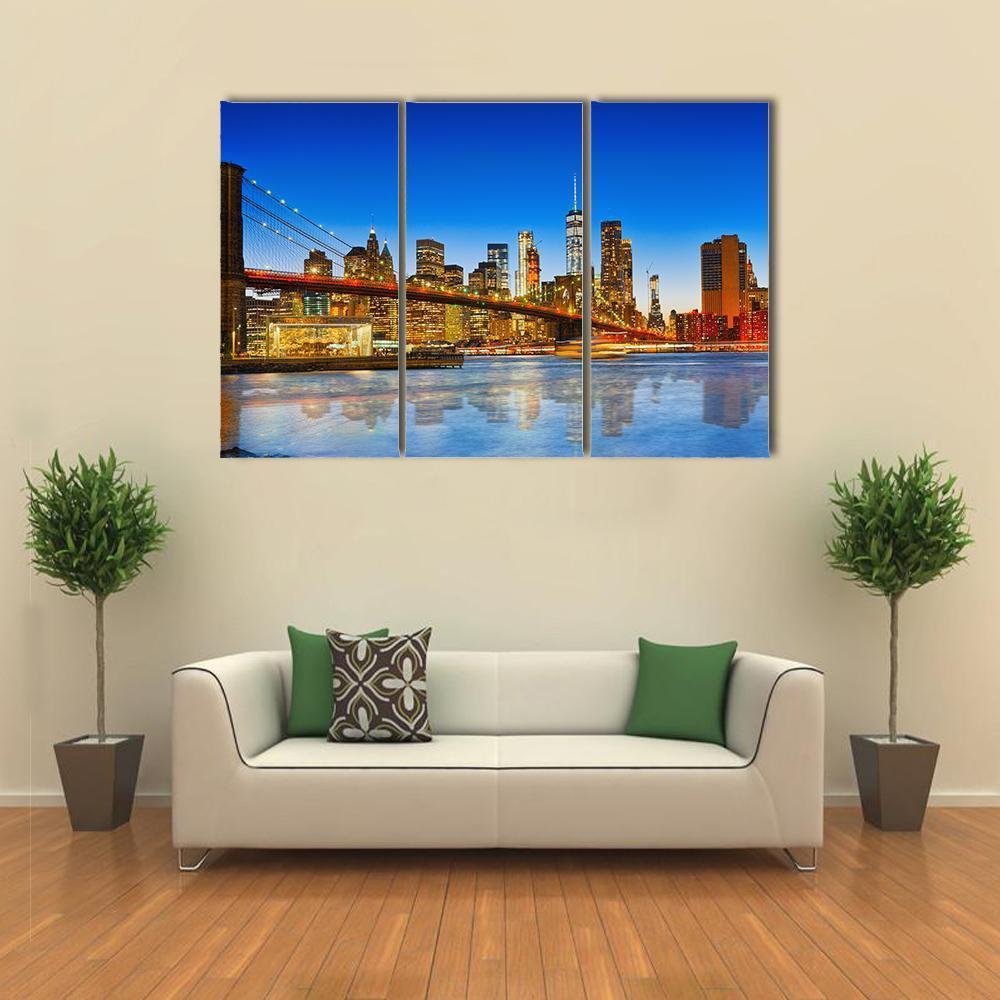 NY City From River Canvas Wall Art-3 Horizontal-Gallery Wrap-37" x 24"-Tiaracle
