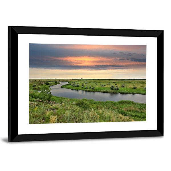 River In Steppe Canvas Wall Art-3 Horizontal-Gallery Wrap-25" x 16"-Tiaracle