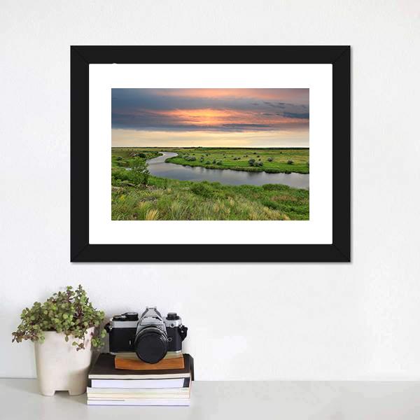 River In Steppe Canvas Wall Art-1 Piece-Framed Print-20&quot; x 16&quot;-Tiaracle