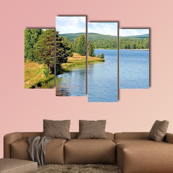 River In Sweden On Bright Summer Day Canvas Wall Art-4 Pop-Gallery Wrap-50" x 32"-Tiaracle