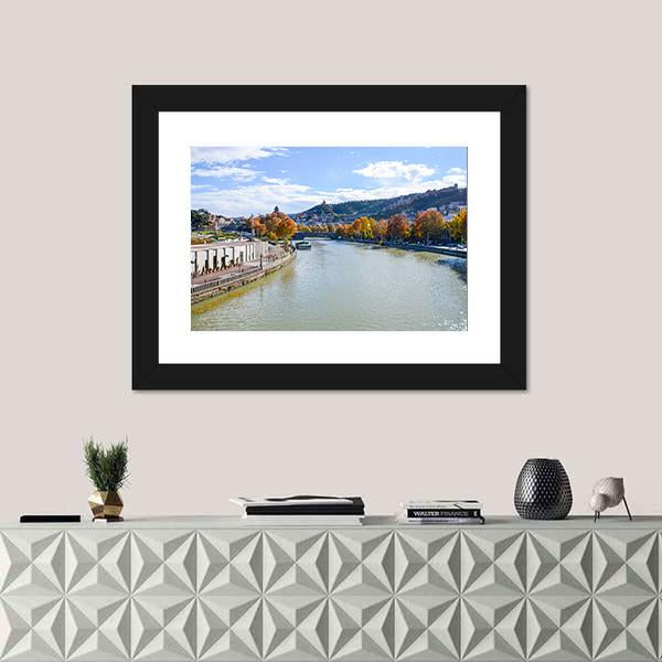 River In Tbilisi Canvas Wall Art-1 Piece-Framed Print-20" x 16"-Tiaracle