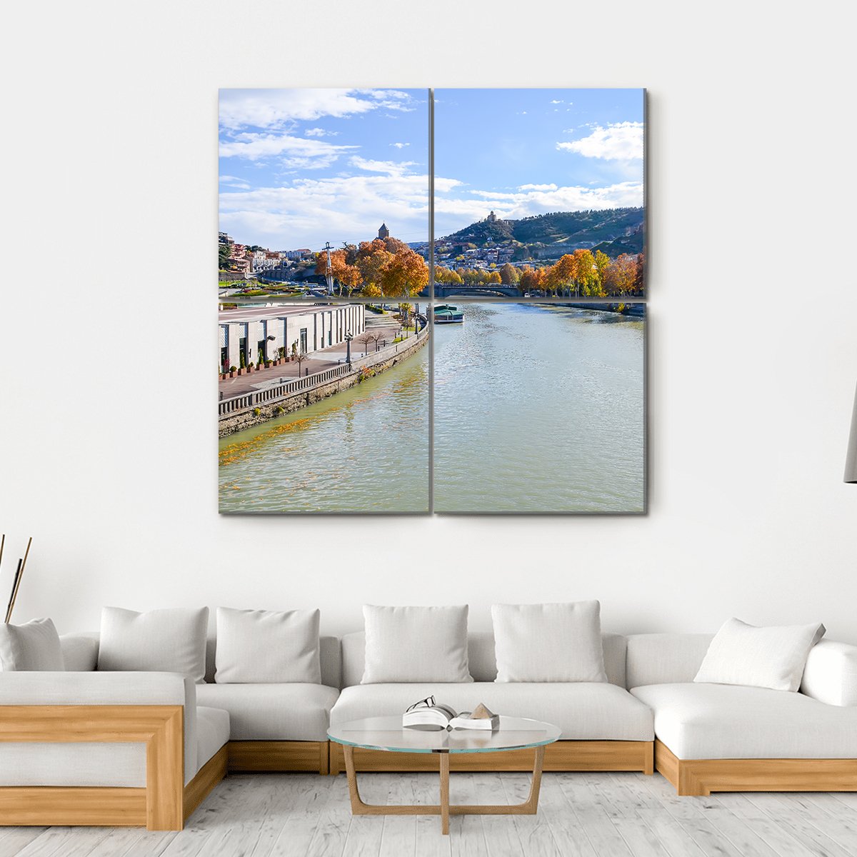 River In Tbilisi Canvas Wall Art-4 Square-Gallery Wrap-17" x 17"-Tiaracle