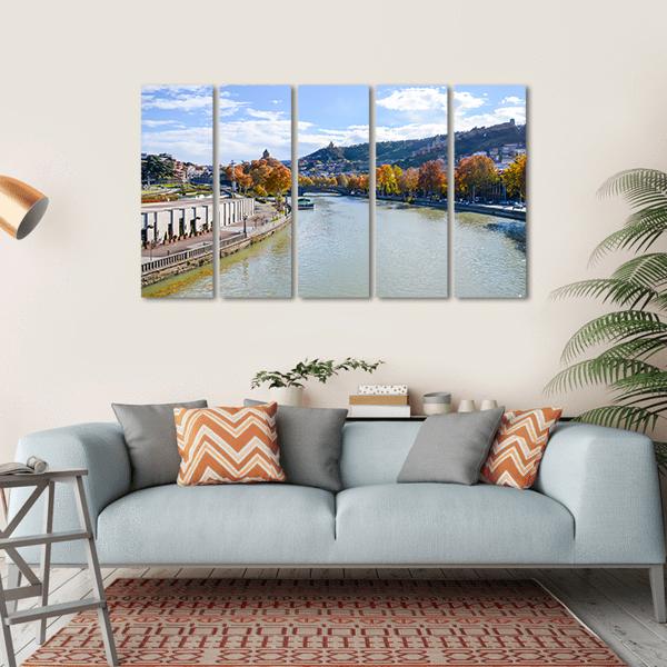 River In Tbilisi Canvas Wall Art-5 Horizontal-Gallery Wrap-22" x 12"-Tiaracle