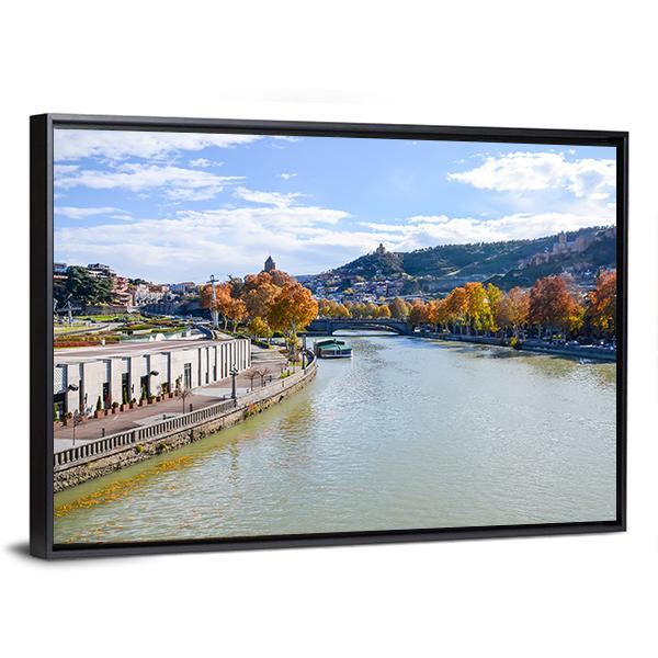 River In Tbilisi Canvas Wall Art-3 Horizontal-Gallery Wrap-25" x 16"-Tiaracle