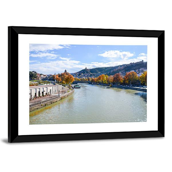 River In Tbilisi Canvas Wall Art-3 Horizontal-Gallery Wrap-25" x 16"-Tiaracle