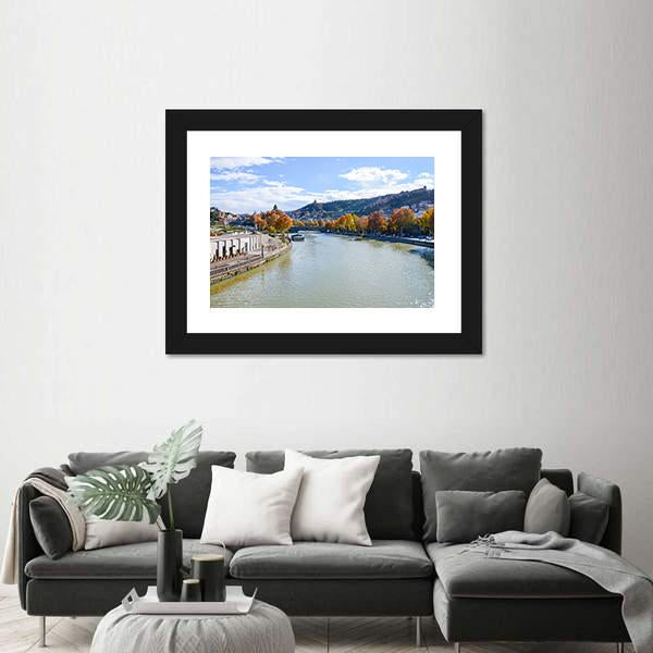 River In Tbilisi Canvas Wall Art-3 Horizontal-Gallery Wrap-25" x 16"-Tiaracle