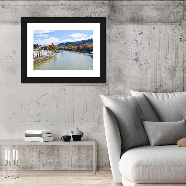 River In Tbilisi Canvas Wall Art-3 Horizontal-Gallery Wrap-25" x 16"-Tiaracle