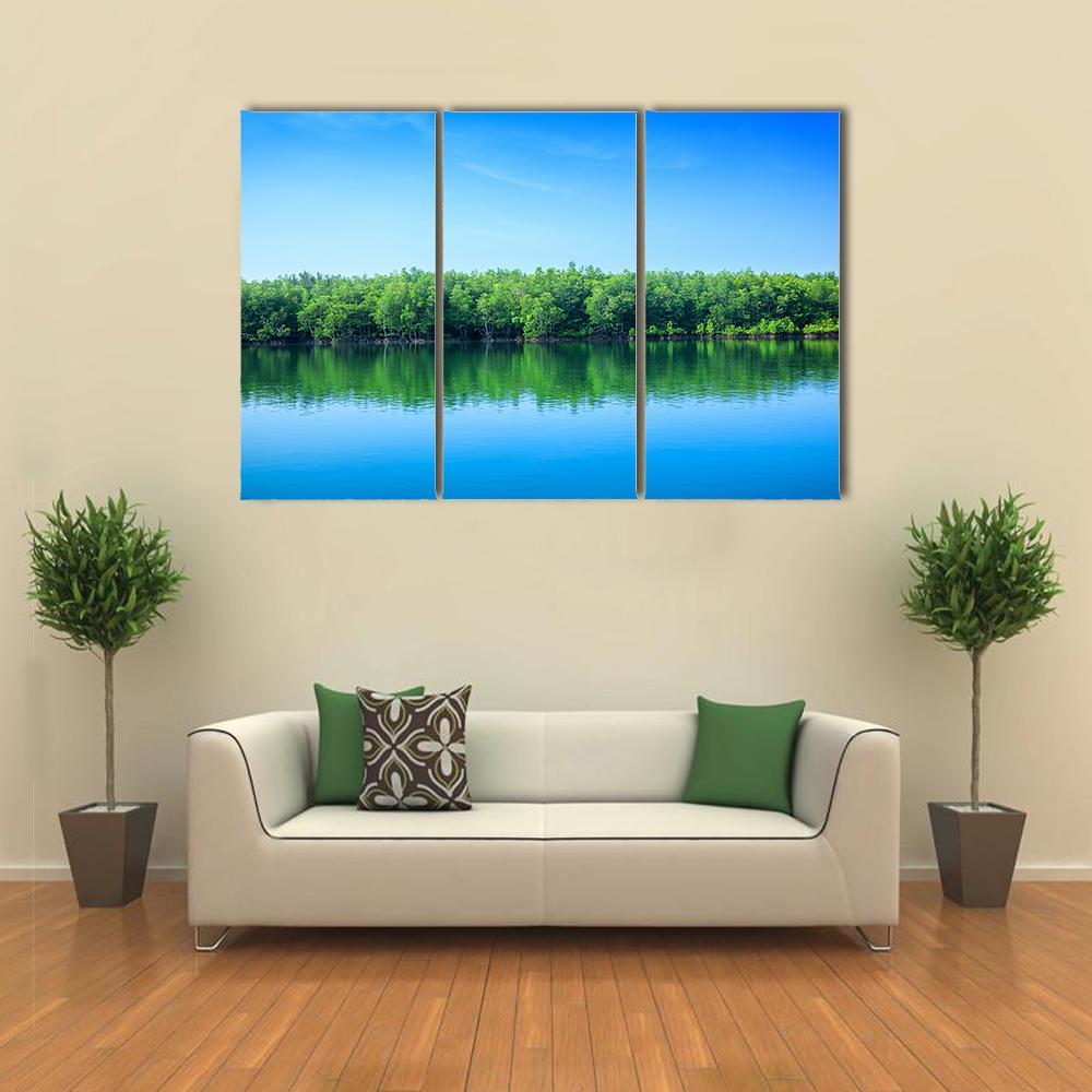 River In Thailand Canvas Wall Art-3 Horizontal-Gallery Wrap-37" x 24"-Tiaracle