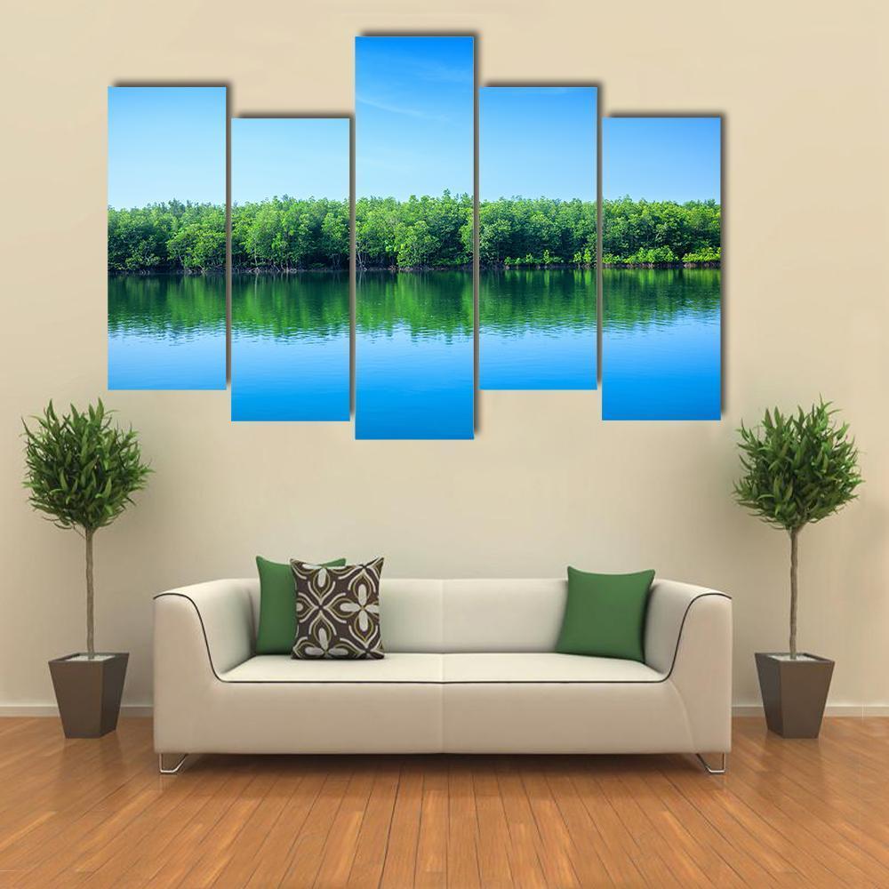 River In Thailand Canvas Wall Art-5 Pop-Gallery Wrap-47" x 32"-Tiaracle