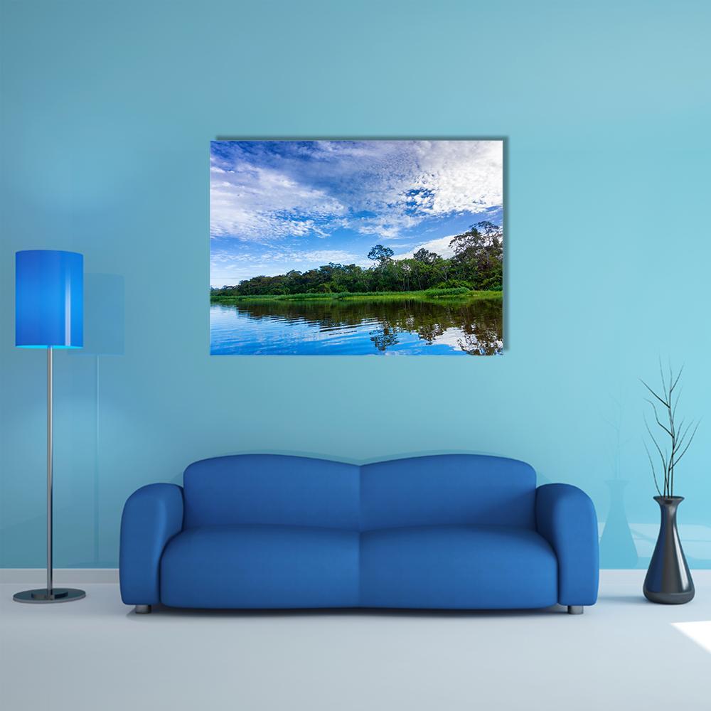 River In The Amazon Rain Forest Canvas Wall Art-1 Piece-Gallery Wrap-48" x 32"-Tiaracle