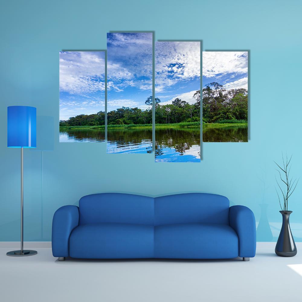 River In The Amazon Rain Forest Canvas Wall Art-4 Pop-Gallery Wrap-50" x 32"-Tiaracle