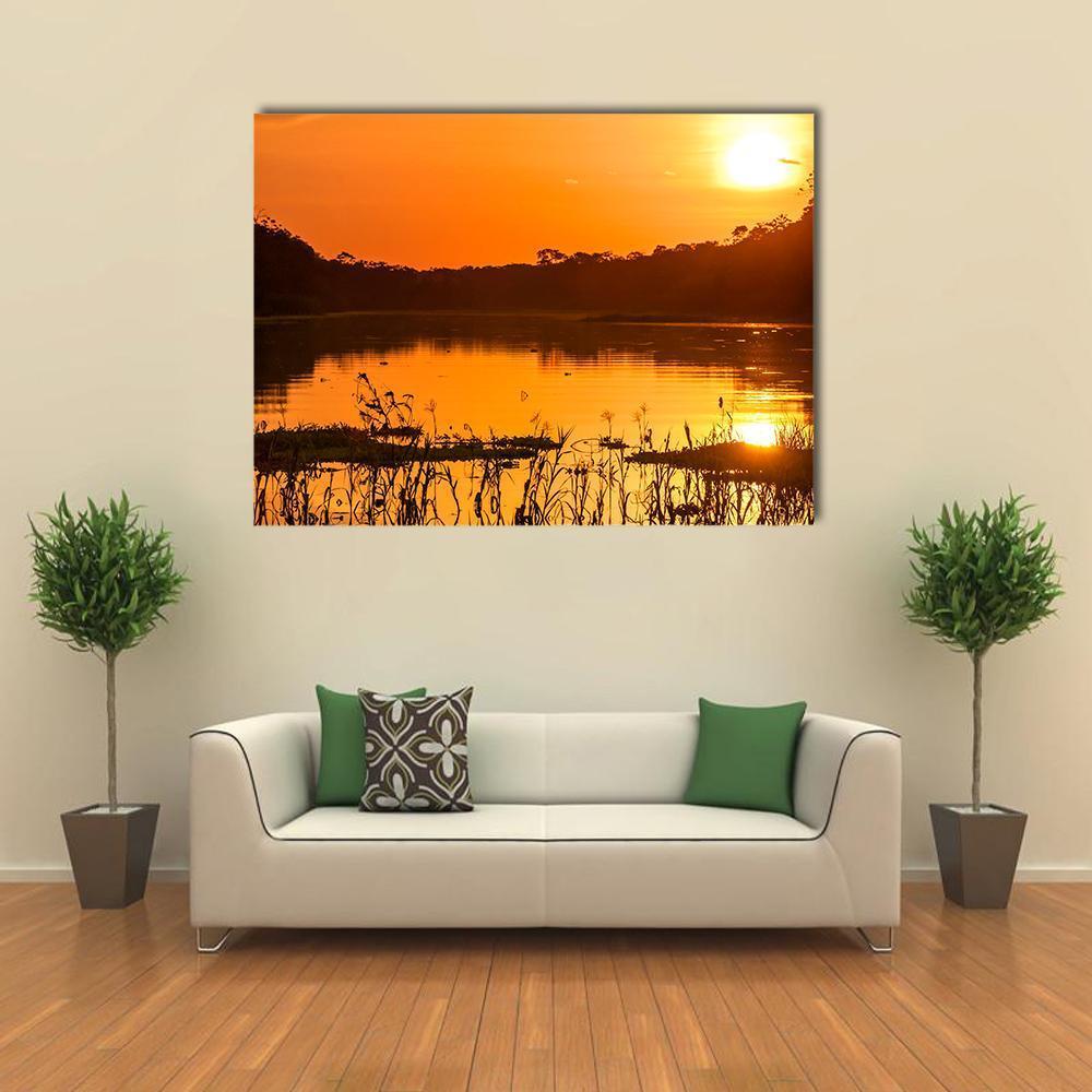River In The Amazon Rainforest At Dusk Canvas Wall Art-1 Piece-Gallery Wrap-48" x 32"-Tiaracle