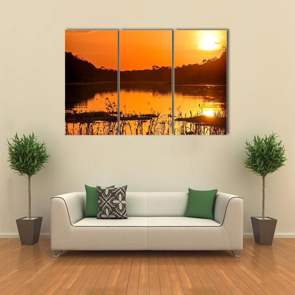 River In The Amazon Rainforest At Dusk Canvas Wall Art-3 Horizontal-Gallery Wrap-37" x 24"-Tiaracle
