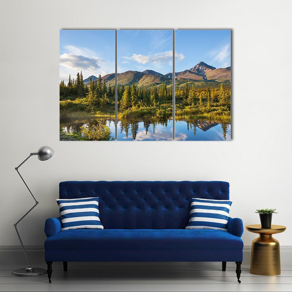 River In Tundra On Alaska Canvas Wall Art-3 Horizontal-Gallery Wrap-37" x 24"-Tiaracle