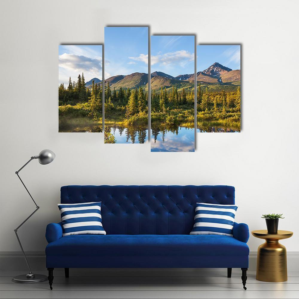 River In Tundra On Alaska Canvas Wall Art-4 Pop-Gallery Wrap-50" x 32"-Tiaracle