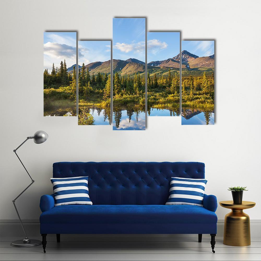 River In Tundra On Alaska Canvas Wall Art-5 Pop-Gallery Wrap-47" x 32"-Tiaracle