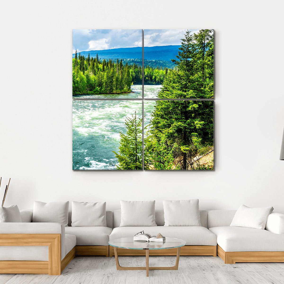 River In Wells Gray Provincial Park In Cariboo Mountain Canvas Wall Art-4 Square-Gallery Wrap-17" x 17"-Tiaracle