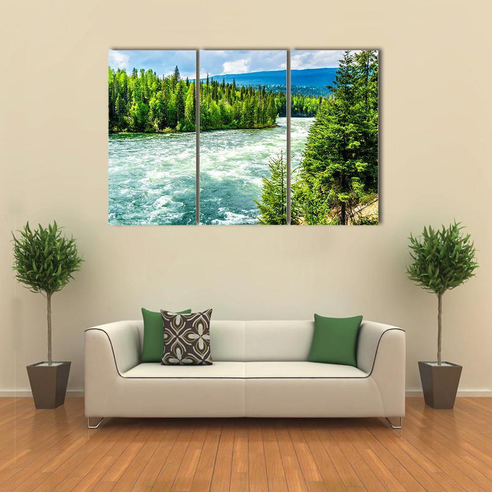 River In Wells Gray Provincial Park In Cariboo Mountains Canvas Wall Art-5 Star-Gallery Wrap-62" x 32"-Tiaracle