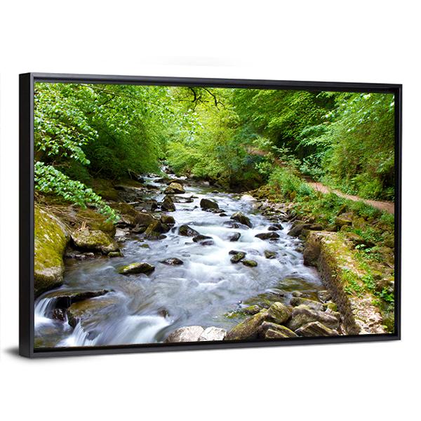 River Lyn Waters Meet Near Lynton Canvas Wall Art-3 Horizontal-Gallery Wrap-25" x 16"-Tiaracle