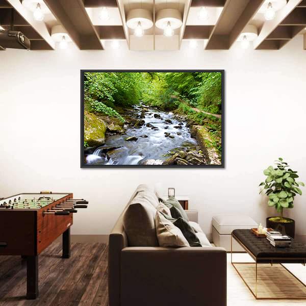 River Lyn Waters Meet Near Lynton Canvas Wall Art-3 Horizontal-Gallery Wrap-25" x 16"-Tiaracle