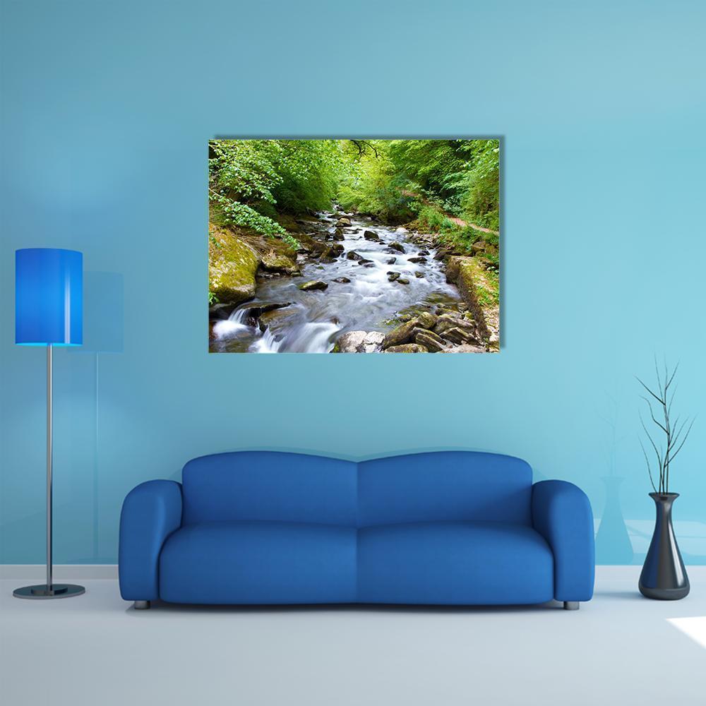 River Lyn Waters Meet Near Lynton Canvas Wall Art-1 Piece-Gallery Wrap-48" x 32"-Tiaracle