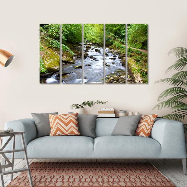 River Lyn Waters Meet Near Lynton Canvas Wall Art-5 Horizontal-Gallery Wrap-22" x 12"-Tiaracle