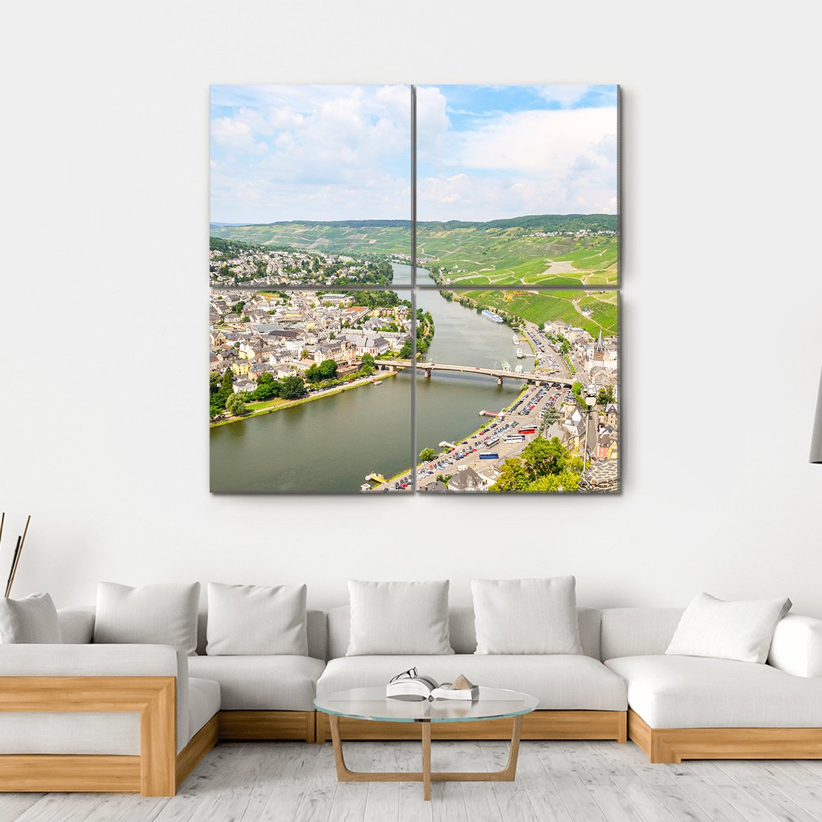 River Mosel In Summer Canvas Wall Art-4 Square-Gallery Wrap-17" x 17"-Tiaracle