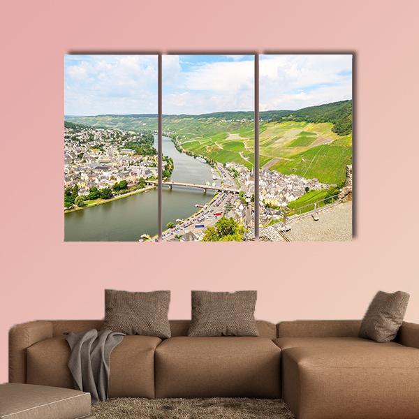 River Mosel In Summer Canvas Wall Art-3 Horizontal-Gallery Wrap-37" x 24"-Tiaracle