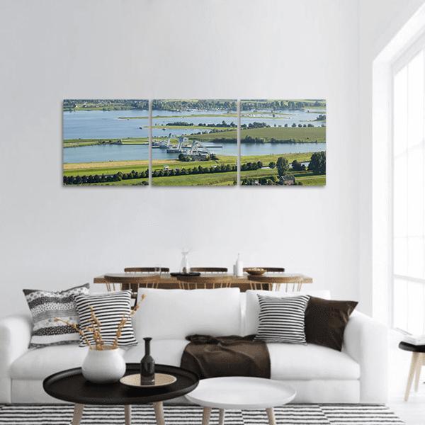 The River Rhine Panoramic Canvas Wall Art-3 Piece-25" x 08"-Tiaracle