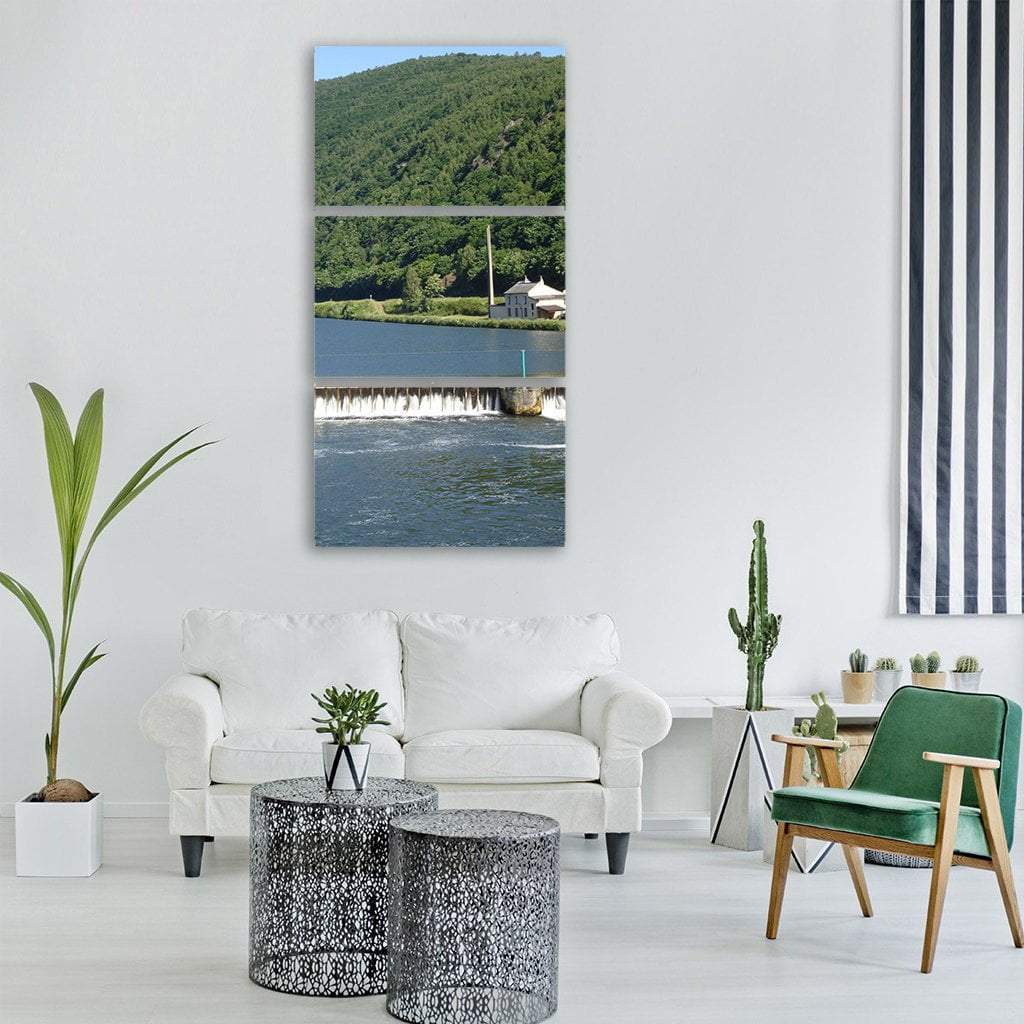 River Shoreline In France Vertical Canvas Wall Art-3 Vertical-Gallery Wrap-12" x 25"-Tiaracle