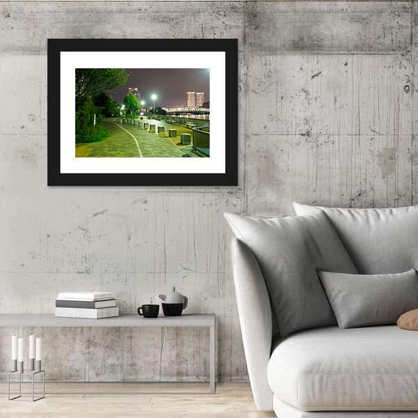 River Side Promenade In Japan Canvas Wall Art-3 Horizontal-Gallery Wrap-25" x 16"-Tiaracle