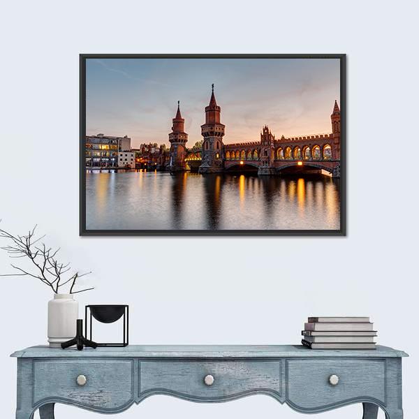 River Spree &amp; Oberbaum Bridge Canvas Wall Art-3 Horizontal-Gallery Wrap-25&quot; x 16&quot;-Tiaracle