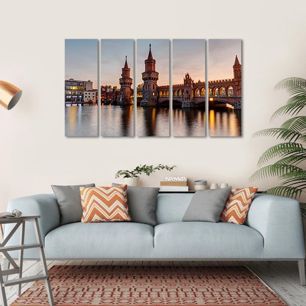 River Spree &amp; Oberbaum Bridge Canvas Wall Art-5 Horizontal-Gallery Wrap-22&quot; x 12&quot;-Tiaracle