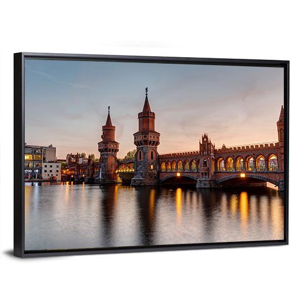 River Spree &amp; Oberbaum Bridge Canvas Wall Art-3 Horizontal-Gallery Wrap-25&quot; x 16&quot;-Tiaracle