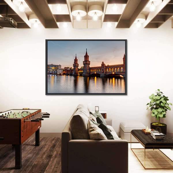 River Spree &amp; Oberbaum Bridge Canvas Wall Art-3 Horizontal-Gallery Wrap-25&quot; x 16&quot;-Tiaracle