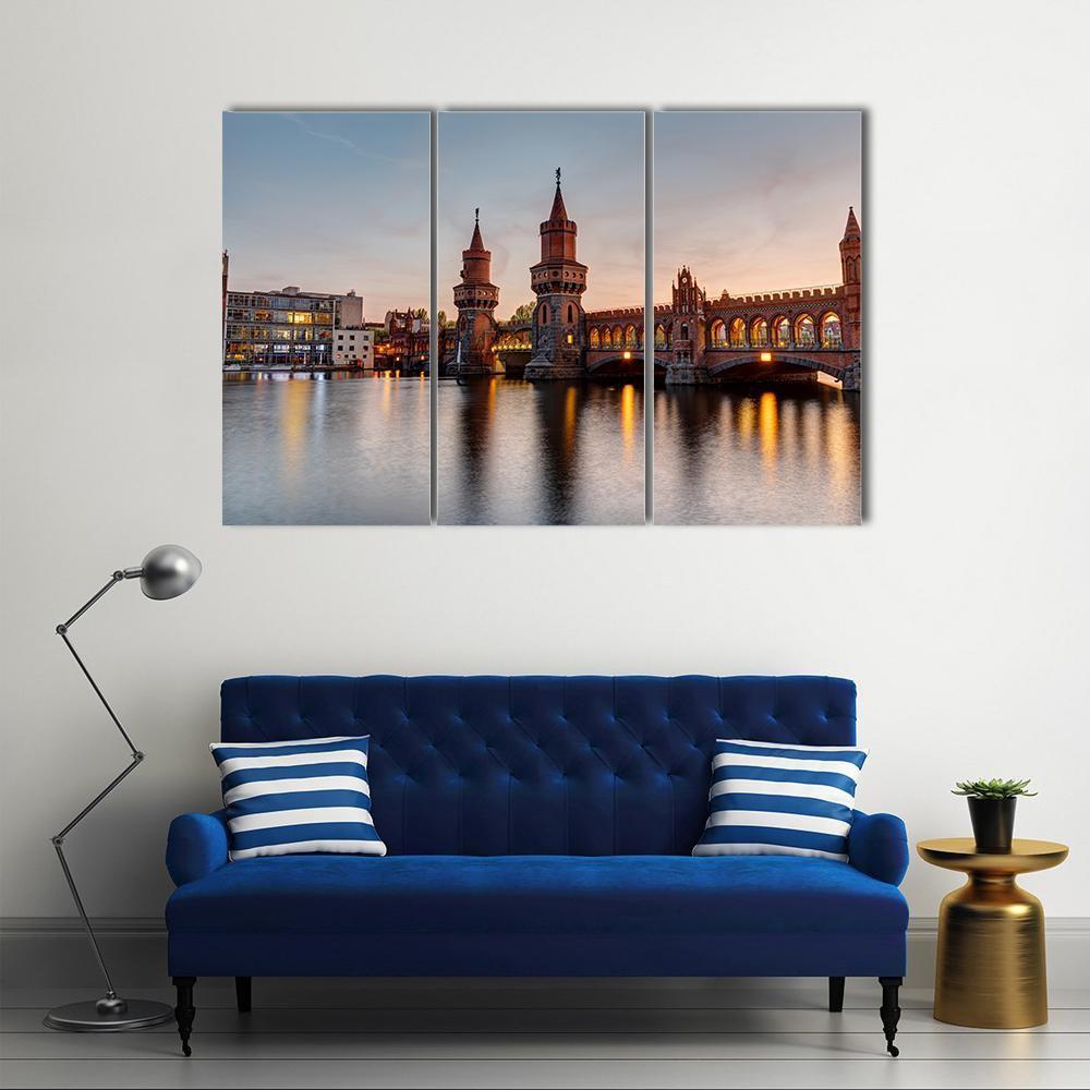 River Spree &amp; Oberbaum Bridge Canvas Wall Art-3 Horizontal-Gallery Wrap-37&quot; x 24&quot;-Tiaracle