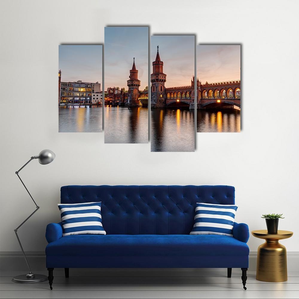 River Spree &amp; Oberbaum Bridge Canvas Wall Art-4 Pop-Gallery Wrap-50&quot; x 32&quot;-Tiaracle