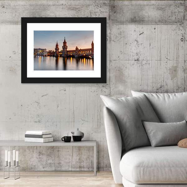 River Spree &amp; Oberbaum Bridge Canvas Wall Art-5 Horizontal-Gallery Wrap-22&quot; x 12&quot;-Tiaracle