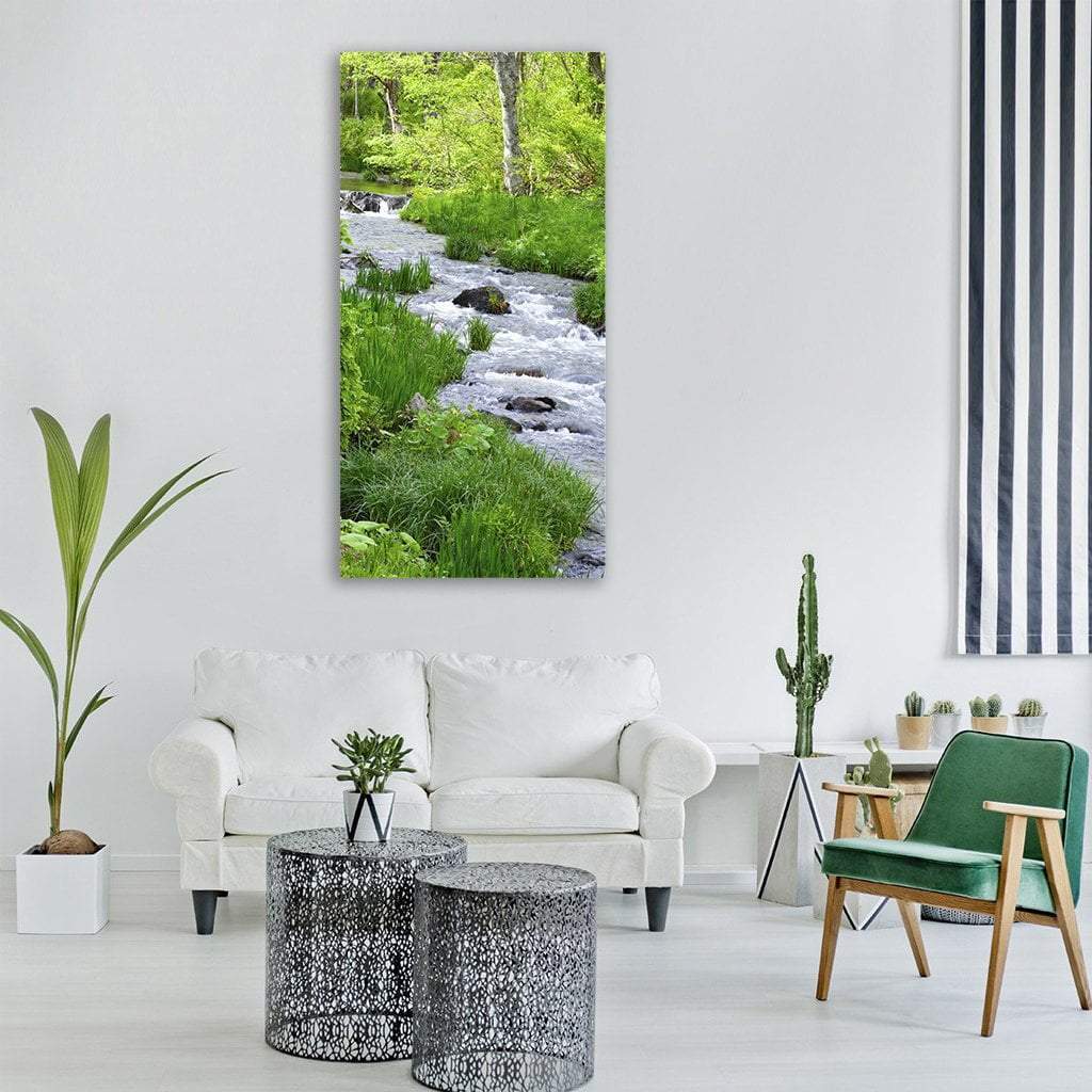 River Stream Landscape In Japan Vertical Canvas Wall Art-1 Vertical-Gallery Wrap-12" x 24"-Tiaracle