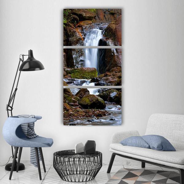 River Stream Waterfall Vertical Canvas Wall Art-3 Vertical-Gallery Wrap-12" x 25"-Tiaracle